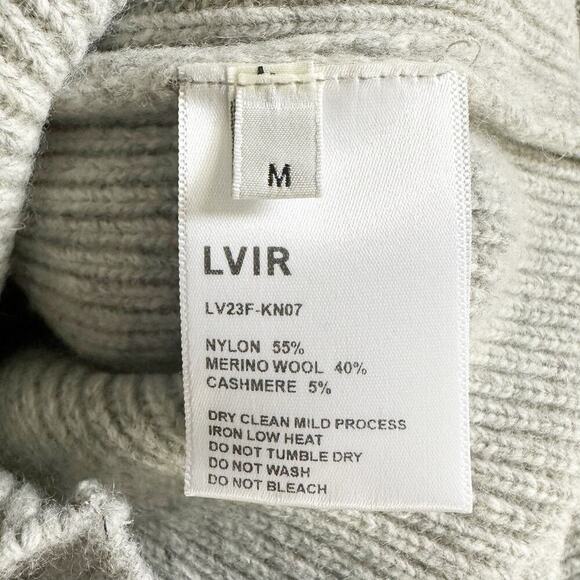 LVIR Merino Wool Cashmere Ribbed Midi Sweater Dress Size Medium Gray - Picture 4 of 10